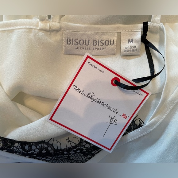 Bisou Bisou chemise tank top size Medium- creamy white & black NWT ๐Host Pick๐ - Picture 5 of 5